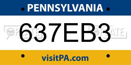637EB3 Pennsylvania License Plate