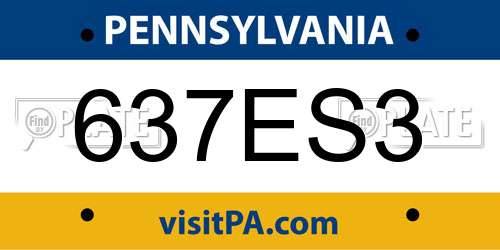 637ES3 Pennsylvania License Plate