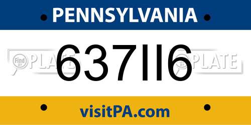 637II6 Pennsylvania License Plate