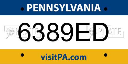 6389ED Pennsylvania License Plate
