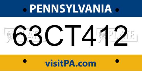63CT412 Pennsylvania License Plate