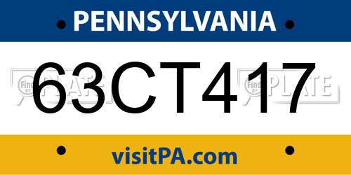 63CT417 Pennsylvania License Plate