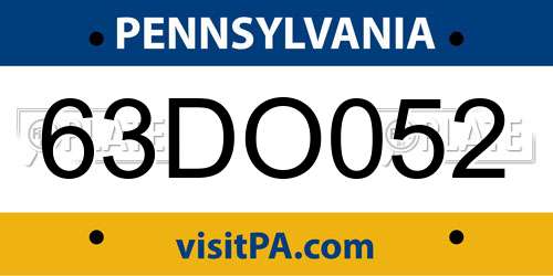 63DO052 Pennsylvania License Plate