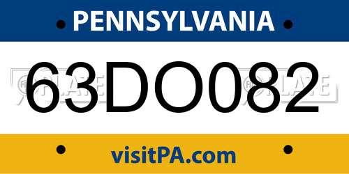 63DO082 Pennsylvania License Plate