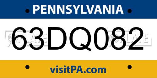 63DQ082 Pennsylvania License Plate