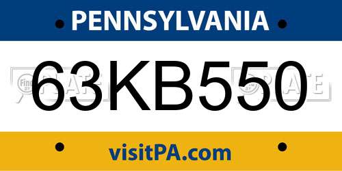 63KB550 Pennsylvania License Plate
