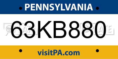 63KB880 Pennsylvania License Plate
