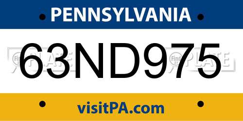 63ND975 Pennsylvania License Plate