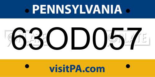 63OD057 Pennsylvania License Plate