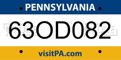 63OD082 Pennsylvania License Plate
