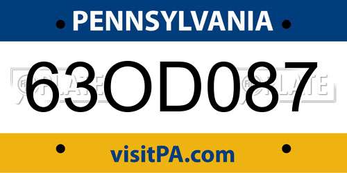 63OD087 Pennsylvania License Plate