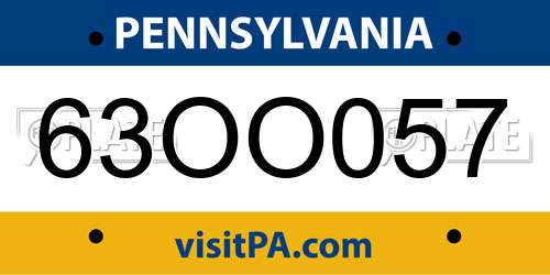 63OO057 Pennsylvania License Plate