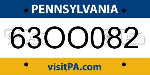 63OO082 Pennsylvania License Plate