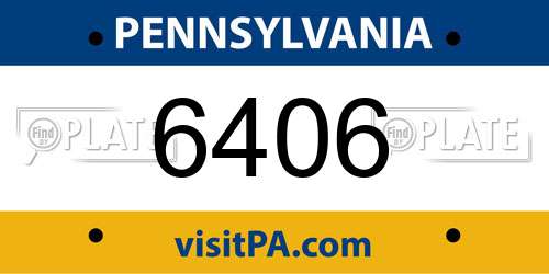 6406 Pennsylvania License Plate
