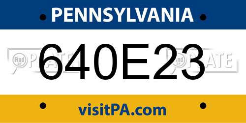 640E23 Pennsylvania License Plate