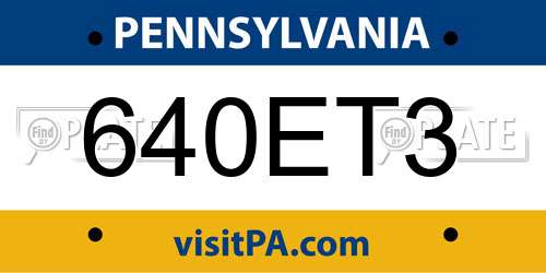 640ET3 Pennsylvania License Plate