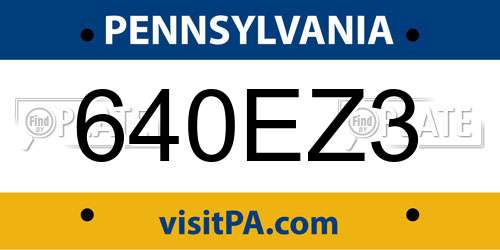 640EZ3 Pennsylvania License Plate