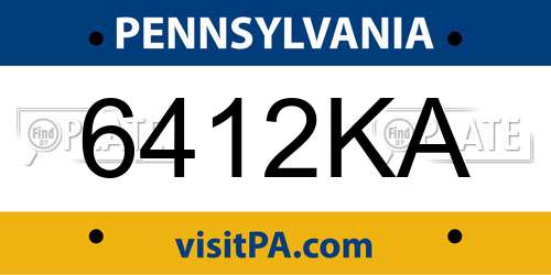 6412KA Pennsylvania License Plate