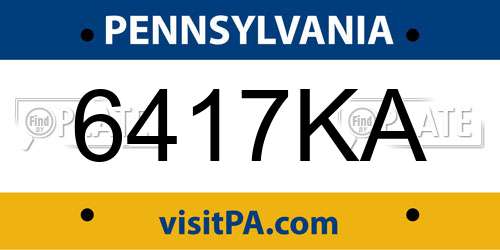 6417KA Pennsylvania License Plate
