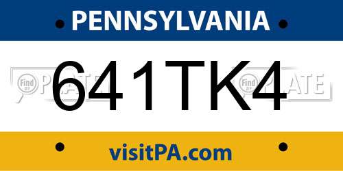 641TK4 Pennsylvania License Plate