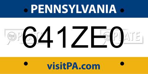 641ZE0 Pennsylvania License Plate