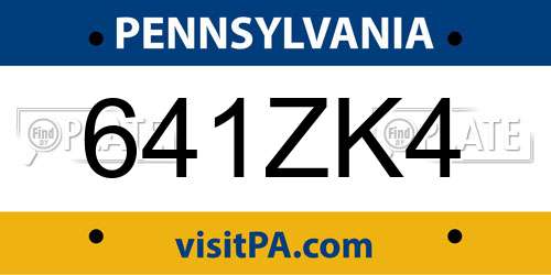 641ZK4 Pennsylvania License Plate