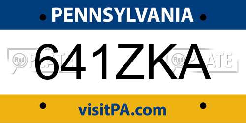 641ZKA Pennsylvania License Plate