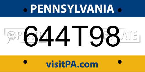 644T98 Pennsylvania License Plate