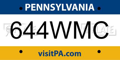 644WMC Pennsylvania License Plate