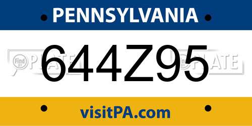 644Z95 Pennsylvania License Plate