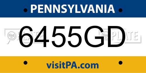 6455GD Pennsylvania License Plate
