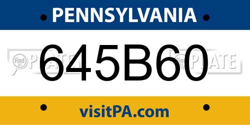 645B60 Pennsylvania License Plate