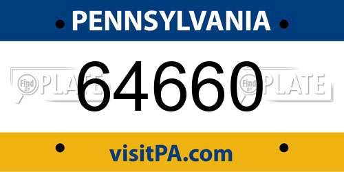64660 Pennsylvania License Plate