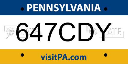 647CDY Pennsylvania License Plate