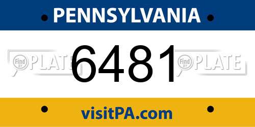 6481 Pennsylvania License Plate