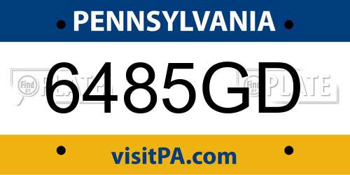 6485GD Pennsylvania License Plate