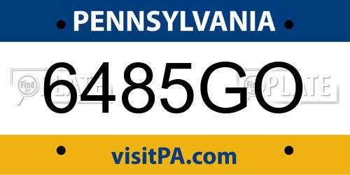6485GO Pennsylvania License Plate