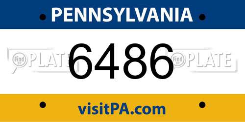 6486 Pennsylvania License Plate