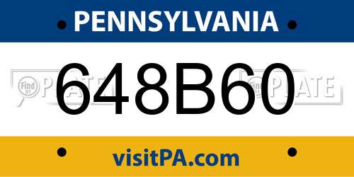 648B60 Pennsylvania License Plate