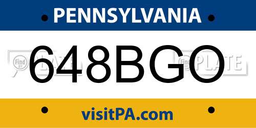 648BGO Pennsylvania License Plate