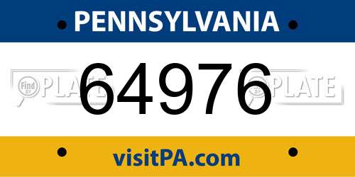 64976 Pennsylvania License Plate