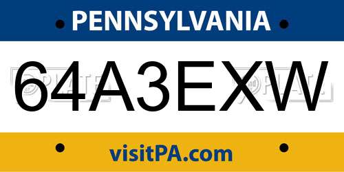 64A3EXW Pennsylvania License Plate