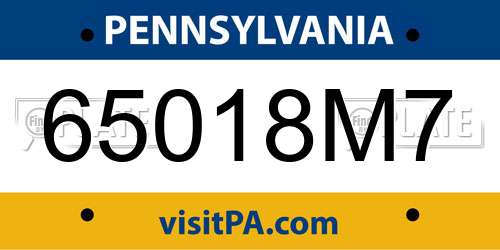65018M7 Pennsylvania License Plate