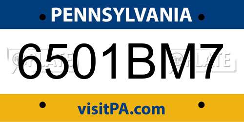 6501BM7 Pennsylvania License Plate