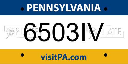 6503IV Pennsylvania License Plate