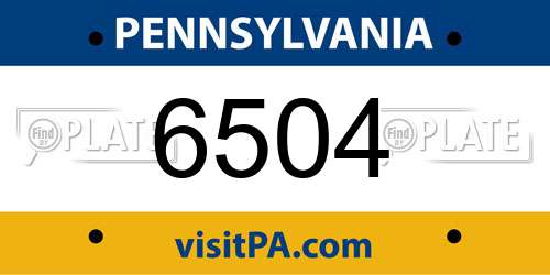 6504 Pennsylvania License Plate