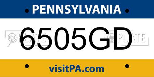 6505GD Pennsylvania License Plate