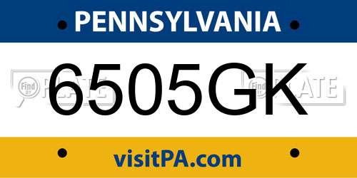 6505GK Pennsylvania License Plate