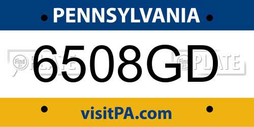 6508GD Pennsylvania License Plate