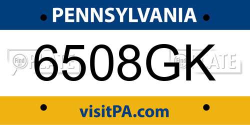 6508GK Pennsylvania License Plate